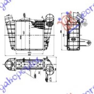 HLADNJAK INTERCOOLER 1.8TUR.BENZIN/1.4-19TDi DIZE SKODA ROOMSTER-PRAKTIK (2006-2010) (OEM: 6Q0145804A, 6R0145805, 6R0145832F)