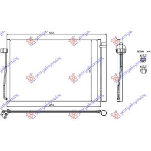 HLADNJAK KLIME BENZIN (58.7x42x16) BMW SERIES 7 (E65/66) (2002-2008) (OEM: 64502282939, 64508379885, 64509122825)