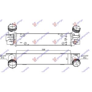 HLADNJAK INTERCOOLER 2.0 DIZEL (508x95x105) BMW SERIES 1 (E81/87) 3/5D (2004-2011) (OEM: 17517798788)