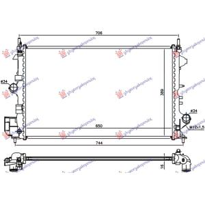 HLADNJAK MOTORA 1.6/1.8i 16V BENZIN (Z16/18XER) (65x40.5) (VALEO) OPEL VECTRA C 2005-2008 (Z02) (OEM: 1300283, 1300284, 13217130)