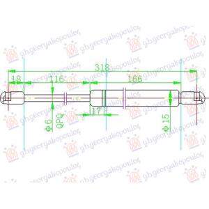 AMORTIZER GEPEK STAKLA (315L-160N) TOYOTA HI-LUX 2WD/4WD (2005-2009) (OEM: 6603025)