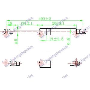 AMORTIZER GEPEK VRATA KARAVAN (490L-510N) CHEVROLET LACETTI (2003-) (OEM: 96617850, 96940955)