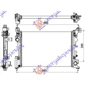 HLADNJAK MOTORA BENZ.+/- A/C(54x37.5)CEVI DIJAG OPEL CORSA D (2006-2015) (OEM: 1300312, 13249566, 13399870)