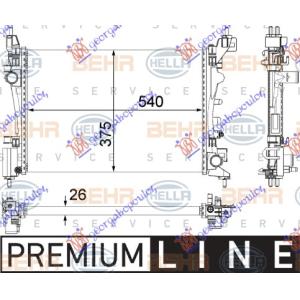 HLADNJAK MOTORA BEN (54x37.8x2.4) MAHLE BEHR OPEL CORSA D (2006-2015) (OEM: 1300312, 13249566, 13399870)