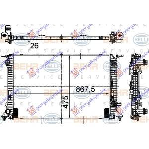 HLADNJAK MOTORA 1.8-2.0 BEN 2.0 DIZ AUTO (B-A) AUDI Q5 (2008-2012) (OEM: 8K0121251AC, 8K0121251AD, 8K0121251AG)