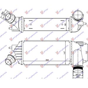 HLADNJAK INTERCOOLER 2.0HDi DSL 11-(300x145x80) PEUGEOT EXPERT (2007-2016) (OEM: 0384P2, 144010980, 14401098000)