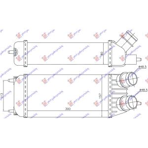 HLADNJAK INTERCOOLER 1.6HDi DSL (300x155x80) PEUGEOT EXPERT (2007-2016) (OEM: 0384K4, 1498987080)