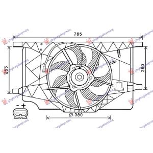 VENTILATOR 1.9/2.0/2.2DIZ  2.0BEN 380mm 2P RENAULT LAGUNA (2000-2007) (OEM: 7701050192, 7701057313, 7701067594)