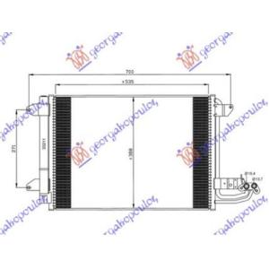 HLADNJAK KLIME BENZIN/DIZEL (550x390x16) (VALEO) VW GOLF V (OEM: 1K0820411F, 1K0820411G, 1K0820411H)