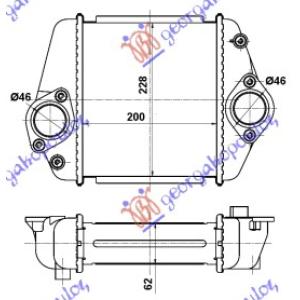 HLADNJAK INTERKULERA 2.2 DIZ (200x230x62) MAZDA CX7 (2007-2011) (OEM: R2AX13565)