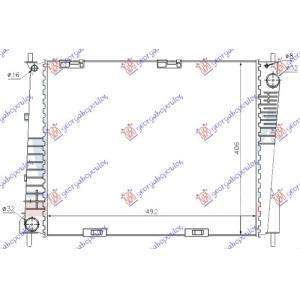 HLADNJAK MOTORA 1.5 DIZEL (+AC) (494x415x23) UK (NRF) NISSAN NOTE 2006-2013 (E11/NE11) (OEM: 21410-AY602, 21410AY602, 8200523416)