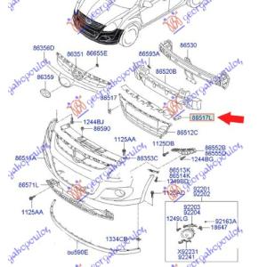 SINA PREDNJEG BRANIKA PLASTICNA GORNJA (O) HYUNDAI i20 (2008-2012) (OEM: 865801J000)