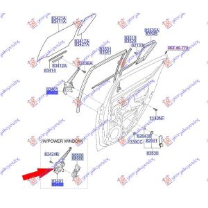 PODIZAC ZADNJEG PROZORA ELEKTRICNI BEZ MOTORA (O) Leva str. HYUNDAI i20 (2008-2012) (OEM: 83404-1J010, 834041J010)