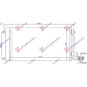 HLADNJAK KLIME BENZIN-DIZEL (580x350x16) VW POLO (2009-2014) (OEM: 6C0816411B, 6R0820411D, 6R0820411G)