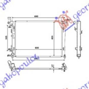 HLADNJAK MOTORA 1.4-1.6-2.0 BENZIN AUTOMATIK 60x44 KIA CEED 3D (2007-2010) (OEM: 25310-2H050, 253101H050, 253102H050)