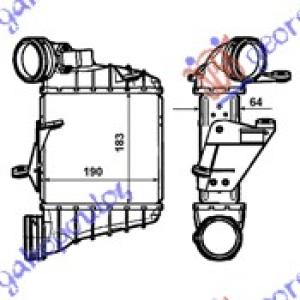 HLADNJAK INTERKULERA 1.9 TDi (183x187x64) SKODA FABIA (1999-2007) (OEM: 6Q0145804E)