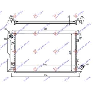 HLADNJAK MOTORA 1.4 D4D (62.5x38.9x2.6) TOYOTA COROLLA (E 12) H/B-L/B (2004-2006) (OEM: 16400-0N030, 16400-0N031, 164000N030)