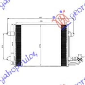 HLADNJAK KLIME BENZIN DIZEL (540x450x16) VW TOURAN (2003-2006) (OEM: 1T0820411, 1T0820411A, 1T0820411B)