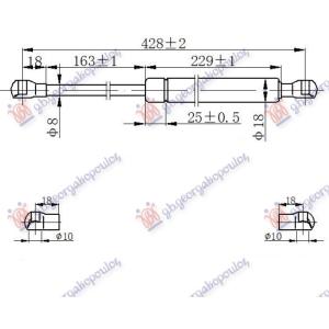 AMORTIZER GEPEK STAKLA (428L-135N) RENAULT SCENIC (2003-2008) (OEM: 7700354322)