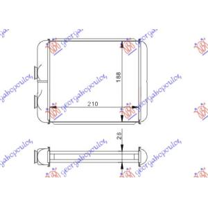 GREJAC KABINE (B) +/ - AC (210x188)DELPH OPEL ASTRA H (2004-2010) (OEM: 1618133, 1618134, 1618135)