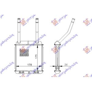 GREJAC KABINE (B) - AC (175x178) OPEL VECTRA A (1989-1992) (OEM: 1302108, 1806115)