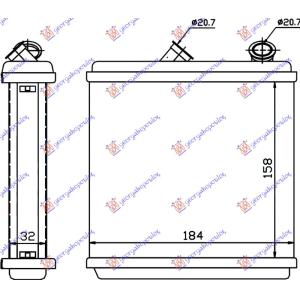 GREJAC KABINE +/ - AC (BR) (160x185x32) OPEL ASTRA F (1991-1994) (OEM: 1618004, 52463008)