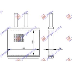 GREJAC KABINE (B) +/ - AC (150x188) CHEVROLET KALOS SDN-L/B (2002-2005) / DAEWOO KALOS SDN-L/B (2002-2005) (OEM: 96539642, 96650492)