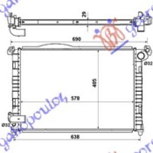 HLADNJAK MOTORA 1.4/1.6CC (+AC) (57.8x40) (NRF) MINI COOPER/ONE 2002-2006 (R50/F53) (OEM: 17101475550, 17117570821)