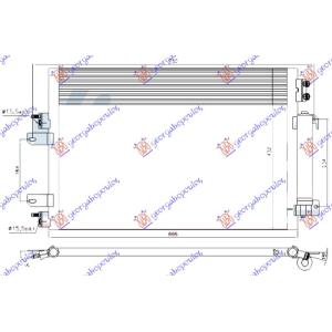 HLADNJAK KLIME 2.0 - 2.4 BENZIN AUTO 665x432 JEEP COMPASS (2007-2011) (OEM: 68078975AA, 68078975AB, 68223852AA)