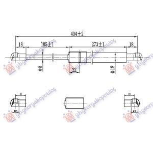 AMORTIZER GEPEK VRATA (493L-590N) CHEVROLET CAPTIVA (2007-2012) (OEM: 20913311, 95047796, 95494360)