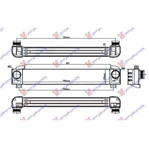 HLADNJAK INTERKULERA 1.6 THP BENZIN (700x120x76) PEUGEOT 308 (2008-2013) (OEM: 1440R9)