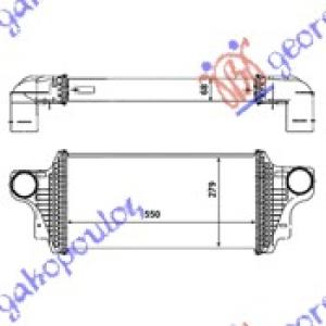 HLADNJAK INTERKULERA 4.0 TD (550x280x68) MERCEDES ML (W164) (2005-2011) (OEM: 1645000000, A1645000000, A1645000200)