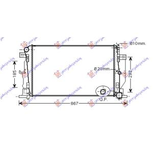 HLADNJAK MOTORA 2.2 CDi+AC (B) (67.7x41.5x34)MAN MERCEDES SPRINTER 209-524 (W906) (2006-2013) (OEM: 9065000102, 9065000202)