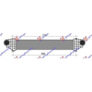 HLADNJAK INTERKULERA 2.5T BENZIN (647x113x50) VOLVO S40 (2003-2007) (OEM: 30636847, 30741851, 30776211)