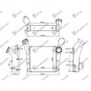 HLADNJAK INTERKULERA 4.8TURBO - S (288x280x62)ALU Leva str. PORSCHE CAYENNE (2003-2010) (OEM: 7L5145803B, 95511063901)