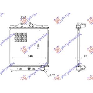 HLADNJAK MOTORA 1.6 VTEC 150 PS (35x35x27) HONDA CIVIC H/B (1996-1999) (OEM: 19010P2TG01, 19010P30505, 19010P30G01)