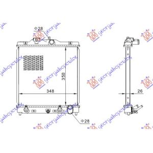 HLADNJAK MOTORA 1.4i16V - 1.6i 16V (35.2x34.7x27)AU HONDA CIVIC H/B (1996-1999) (OEM: 19010-P28-G51, 19010-P28-G52, 19010P28G51)