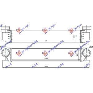 HLADNJAK INTERKULERA 2.0 - 2.5 - 3.0 DIZEL (540x97x BMW SERIES 5 (E39) (1996-2002) (OEM: 17512247359)