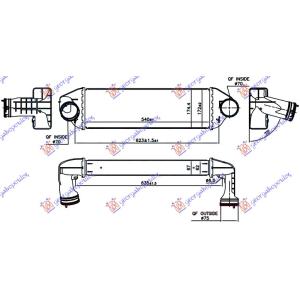 HLADNJAK INTERKULERA 3.0 sd/xDrive (540x172x67) BMW X3 (E83) (2007-2011) (OEM: 17113449191, 17113453727, 17513428579)