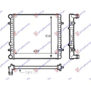 HLADNJAK MOTORA 1.4/1.6 (MAN) (-AC) (43x41.5x2.3) (VALEO) VW GOLF IV 1998-2004 (1J1/1J5) (OEM: 1J0121253AM, 1J0121253G)