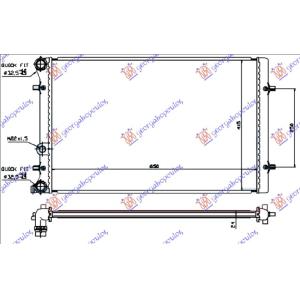 HLADNJAK MOTORA ZA SVE MODELE BENZIN/DIZEL (MANUAL/AUTOMATIC) (+/-AC) (65x41.5) (NISSENS) VW GOLF IV 1998-2004 (1J1/1J5) (OEM: 1J0121253A, 1J0121253AB, 1J0121253AD)