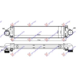 HLADNJAK INTERKULERA 2.0T/3.0T6 - 2.0D/2.4D5 VOLVO S80 (2006-2013) (OEM: 30741052, 31273909, 31319424)