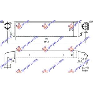 HLADNJAK INTERKULERA 2.0TD (54x129x50) (50/50) BMW SERIES 3 (E46) SDN (1999-2002) (OEM: 17512246795)