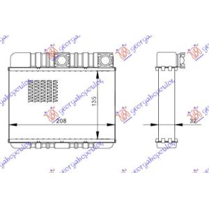 GREJAC KABINE (B) +/ - AC (235x208) BMW SERIES 3 (E46) SDN (1999-2002) (OEM: 64118372783)