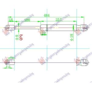 AMORTIZER GEPEK VRATA (484L-475N) DODGE CALIBER (2007-) (OEM: 5160017AB, K05160017AA)