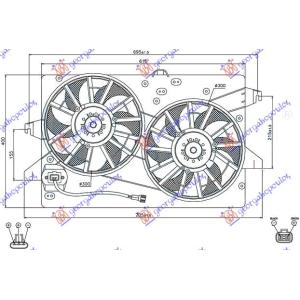 VENTILATOR KOMPLET (DUPLI) (+A/C) BENZIN - DIZEL FORD MONDEO (2000-2007) (OEM: 1117753)