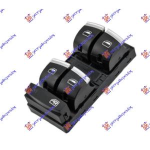 PREKIDAC U PREDNJIM VRATIMA HROM/CRNI (4 TASTERA) (10 PIN) Leva str. AUDI A3 (2003-2008) (OEM: 4F0959851H)