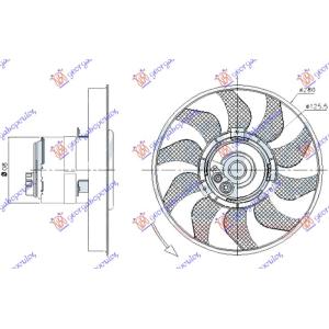 VENTILATOR (MOTOR+ELISA) 2P 280mm BEZ KABL VW TRANSPORTER (T4) (1991-1996) (OEM: 701959455F, 701959455J)