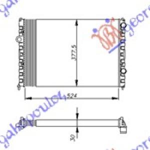 HLADNJAK MOTORA 1.6 - 1.8 - 2.0 MANUALNI - A/C (52.5x37.7 VW PASSAT (1993-1996) (OEM: 3A0.121.253, 3A0121253)