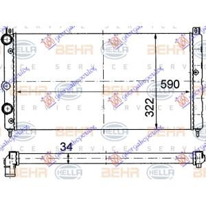 HLADNJAK MOTORA 1.6i 8V 1.9D (59x32) (MAHLE BEHR) VW CADDY PICK-UP 1996-2004 (9UF) (OEM: 6U0121253A)